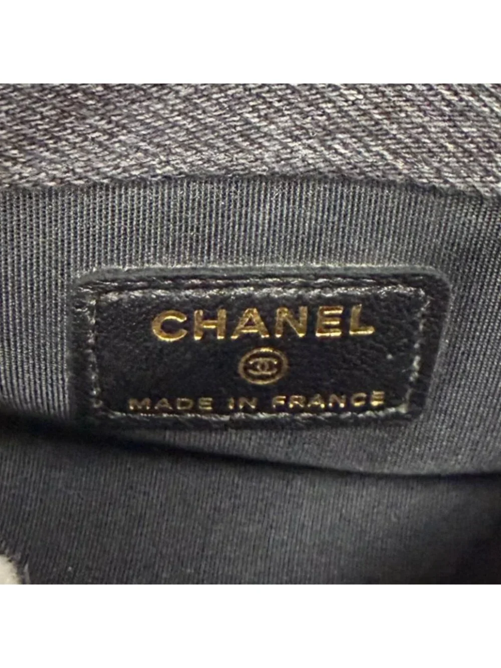 Chanel CC Logo Mini Quilted Denim Leather Chain Fringe Shoulder Bag Black